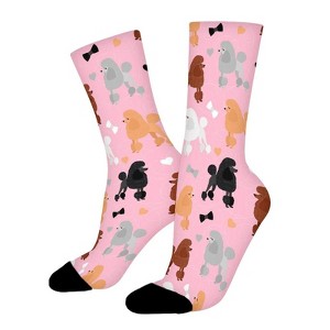 Cute Poodles Women Printed Crew Socks Funny Funky Socks Soft Polyester Novelty Gifts for Artists Men - 1 of 1