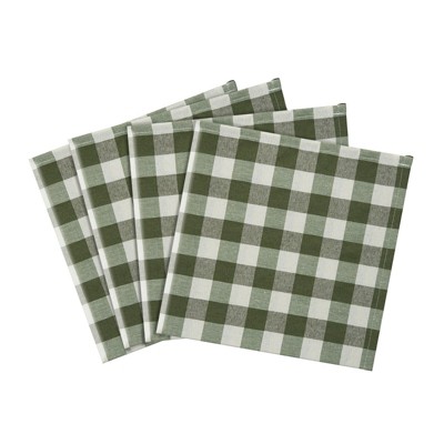 Kate Aurora Country Living 4 Pack Gingham Plaid Checkered Country Farmhouse Napkins