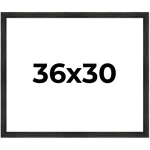 PosterPalooza | 36x30 Wide Barnwood Picture Frame, UV Acrylic, 6 Finishes - Grey, Brown, White, and Black - 1 of 4