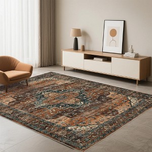 Area Rugs, Machine Washable Vintage Soft Low Pile Rugs, Oriental Accent Carpet with Non-Slip Backing,Floor Carpet for Living Room, Hallway, Laundry - 1 of 4