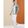 Lars Amadeus Men's Irregular Color Block Patchwork Knitted Short Sleeves Polo Shirts - 3 of 4