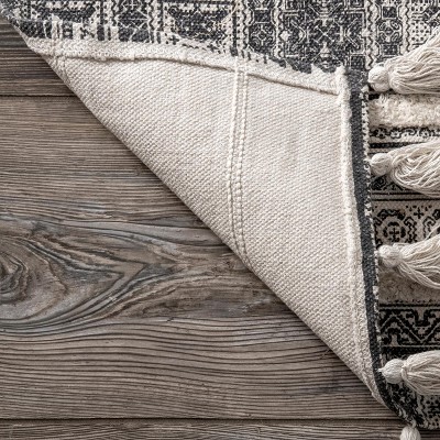 Handmade Gray Stripe Flat Woven Cotton Area Rug - 5' x 8'