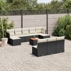 vidaXL Patio Sofa Set with Cushions Outdoor Furniture 11 Piece Poly Rattan - Black and Cream - 2 of 4