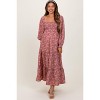 Pinkblush Mauve Floral Smocked Square Neck Maternity Maxi Dress - 2 of 4