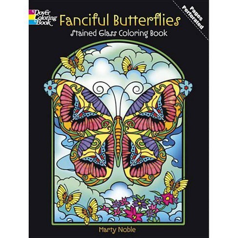 fanciful butterflies stained glass coloring book  dover coloring books marty noble paperback
