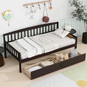 NicBex Twin Size Pine Wood Daybed with 2 Drawers,Sofa Bed Frame for Bedroom,Living Room,Apartment - 1 of 4