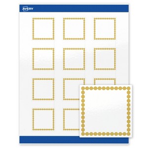 Avery Printable Square Labels, Gold Beads, 2" x 2", Glossy White Square Labels, Permanent, Laser/Inkjet, 120ct, Great for Product Labels - 1 of 4