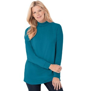 Woman Within Perfect Long-Sleeve Mockneck Tee - 1 of 4