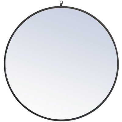 Elegant Lighting Metal frame Round Mirror with decorative hook 36 inch Black finish