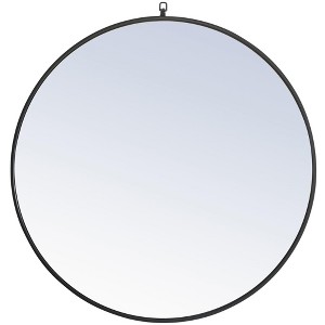 Elegant Lighting Metal frame Round Mirror with decorative hook 36 inch Black finish - 1 of 4
