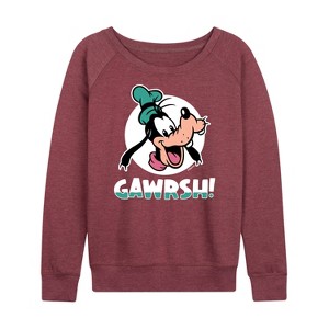 Women's - Disney - Goofy Gawrsh Lightweight French Terry Wide Neck Long Sleeve Shirt - 1 of 4