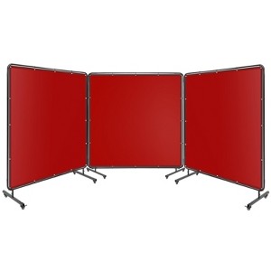 3 Panel Vinyl Welding Screen with Metal Frame,Flame-Resistant Welding Protection Screen, Welding Screen Panel for Workshop,Industrial - 1 of 4
