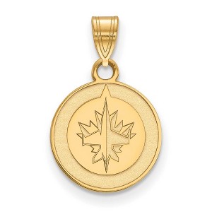 Black Bow Jewelry 14k Yellow Gold Winnipeg Jets NHL Small Pendant - 1 of 3