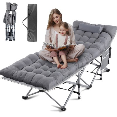 Musment Folding Camping Cot with Pillow, 75" x 28" Heavy Duty Folding Bed Cot with Carry Bag for Traveling Camp Office