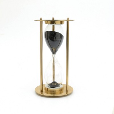 TopComfy Decorative Object Aluminium Frame Sand Timer Hourglass for Elegant Home Office Decor, Gold, 6.25"*6.25"*11.5"