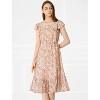 Allegra K Women's Floral Chiffon Flutter Sleeve Belted Square Neck Ruffled Hem Dress - 4 of 4