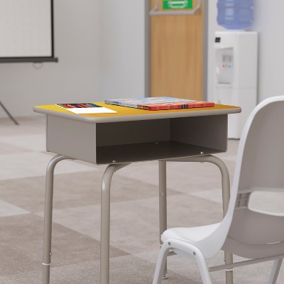 Maple & Silver Adjustable Height Student Writing Desk
