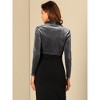 INSPIRE CHIC Women's Long Sleeve Lapel Collar Velvet Open Front Cropped Cardigan - 3 of 4