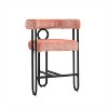 CIPACHO House Hold Bar Stools Set of 2, Modern Bar Stool with Back, Black Metal Frames, Upholstered Bar Stools (Pink Chenille) - 4 of 4