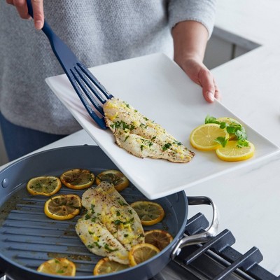Navy Blue Silicone 5-Piece Cooking Utensil Set with Steel Core