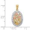 Black Bow Jewelry 14k Yellow & Rose Gold with White Rhodium Oval 3 Rose Pendant, 13mm - 4 of 4