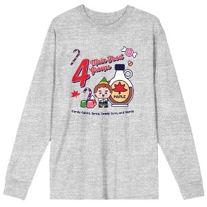 Elf Four Main Food Groups Men's Athletic Heather Long Sleeve Shirt - 1 of 1