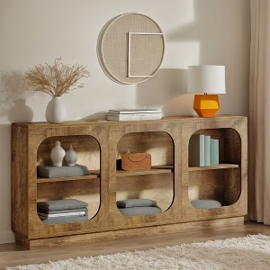 Hommoo 3-Tier Console Table with Storage Shelves Brown - 1 of 4