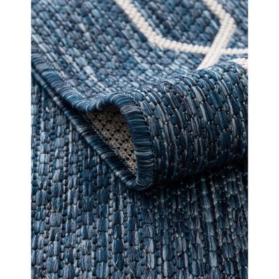 Coastal Charm Easy-Care Blue Trellis 4' x 6' Outdoor Rug