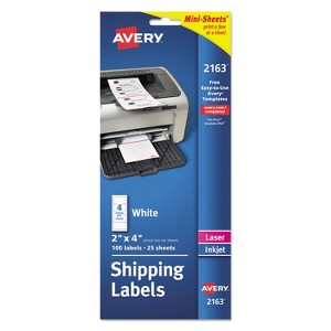 Avery Mini Sheets Address Labels 2 x 4 White 100/Pack 2163 - 1 of 4