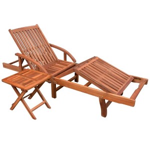 vidaXL Sun Lounger with Table Solid Acacia Wood - 1 of 4