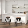 Merrick Lane Backless Metal Dining Stool with Wooden Seat for Indoor Use - image 2 of 4