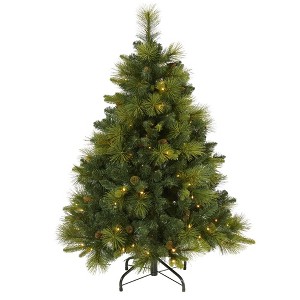 Nearly Natural 4’ North Carolina Mixed Pine Prelit LED Artificial Christmas Tree with Pinecones - 1 of 1