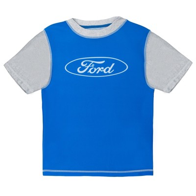 Ford Little Boys Raglan Rash Guard and Swim Trunks UPF 50+ Outfit Set Colorblock Blue / Gray 7-8 — фото 2