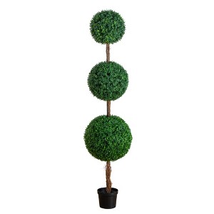 Nearly Natural 7-ft UV Resistant Artificial Triple Ball Boxwood Topiary Tree (Indoor/Outdoor) - 1 of 1