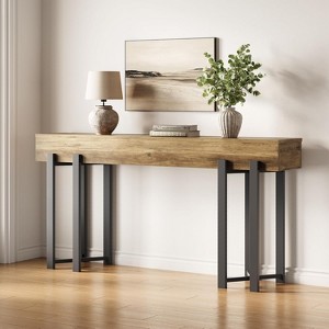 Tribesigns 63” Console Table for Entryway, Industrial Behind Couch Table, Minimalist Sofa Table for Living Room, Hallway（Black） - 1 of 4