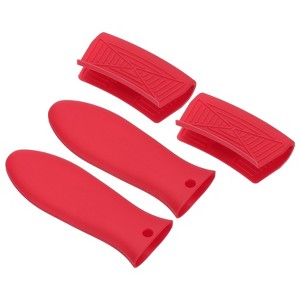 Unique Bargains Silicone Frying Cookware Pan Pot Handle Holders 4 Pcs - 1 of 4