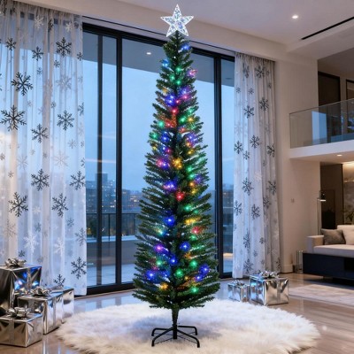 Tinyhomie7' Artificial Pencil Christmas Trees, Holiday Decoration with Colorful LED Lights