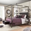 Queen Manhattan Black Nickel Canopy Bed with Biscuit Tufted Headboard Charcoal - Inspire Q: Linen Upholstery, Metal Frame - 2 of 3