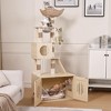 Cat Tree with Litter Box Enclosure,Hidden Washroom Litter Box Tree with Sisal Scratching Post and Soft Plush Perch, with Multiple Platforms - 2 of 4