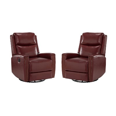 Set of 2 Hilario 30.31''Wide Genuine Leather Swivel Rocker Recliner | ARTFUL LIVING DESIGN