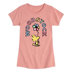 Girls' - Peanuts - Woodstock Flower Fitted Short Sleeve Graphic T-Shirt - 1 of 4