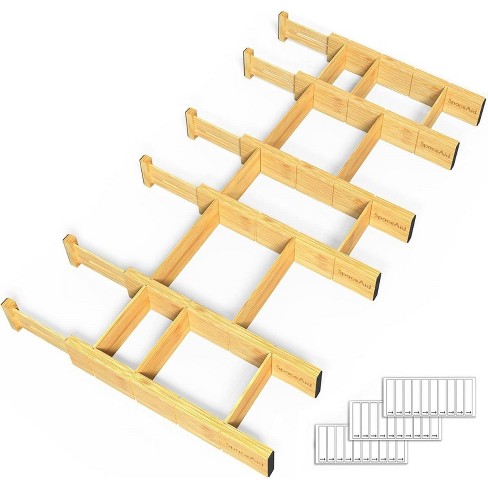 Set of 6 Bamboo Expandable Drawer Dividers with Labels,with 12 Inserts (13.25-17in)-SpaceAid® - image 1 of 4