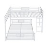 Okak Minimalist Metal Frame Twin/Full XL over Queen Floor Bunk Bed with Ladder & Guardrails,Modern Bed Frame for Bedroom,Kids Room - 4 of 4