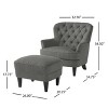 GDFStudio Ishtar Contemporary Tufted Birch Wood Club Chair and Ottoman Set - 3 of 4