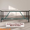 70.87 " Large Durable Farmhouse Dining Table w/ Wood Grain Engineered Panels & Sturdy Black Metal Legs Seats 6-8 - 2 of 4