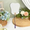 Unique Bargains Portable Double-Sided Long Handle Round Xuan Paper Palm-Leaf Folding Fan 1 Pc - 4 of 4