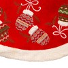 Kurt Adler 48-Inch Red Tree Skirt with Mitten Border - 4 of 4