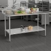 Flash Furniture Reese Commercial Grade 430 Stainless Steel 18 Gauge NSF Certified Kitchen Prep and Work Table with Adjustable Shelf and Backsplash - image 2 of 4