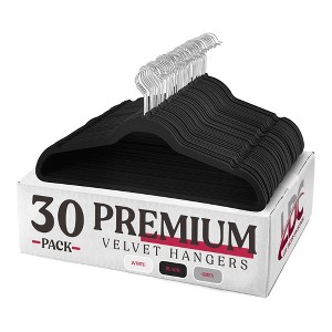 30/50 Non Slip Velvet Hangers Premium Heavy Heavy Duty Clothes Hangers with 360 Swivel Hook - Lux Decor Collection - 1 of 3