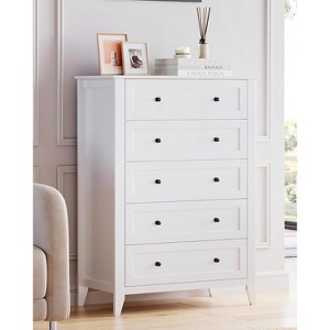 2-Pack 5-Drawer Dresser, White Wooden Chest of Drawers & Storage Cabinet Organizer for Bedroom, Living Room, Office - 1 of 4